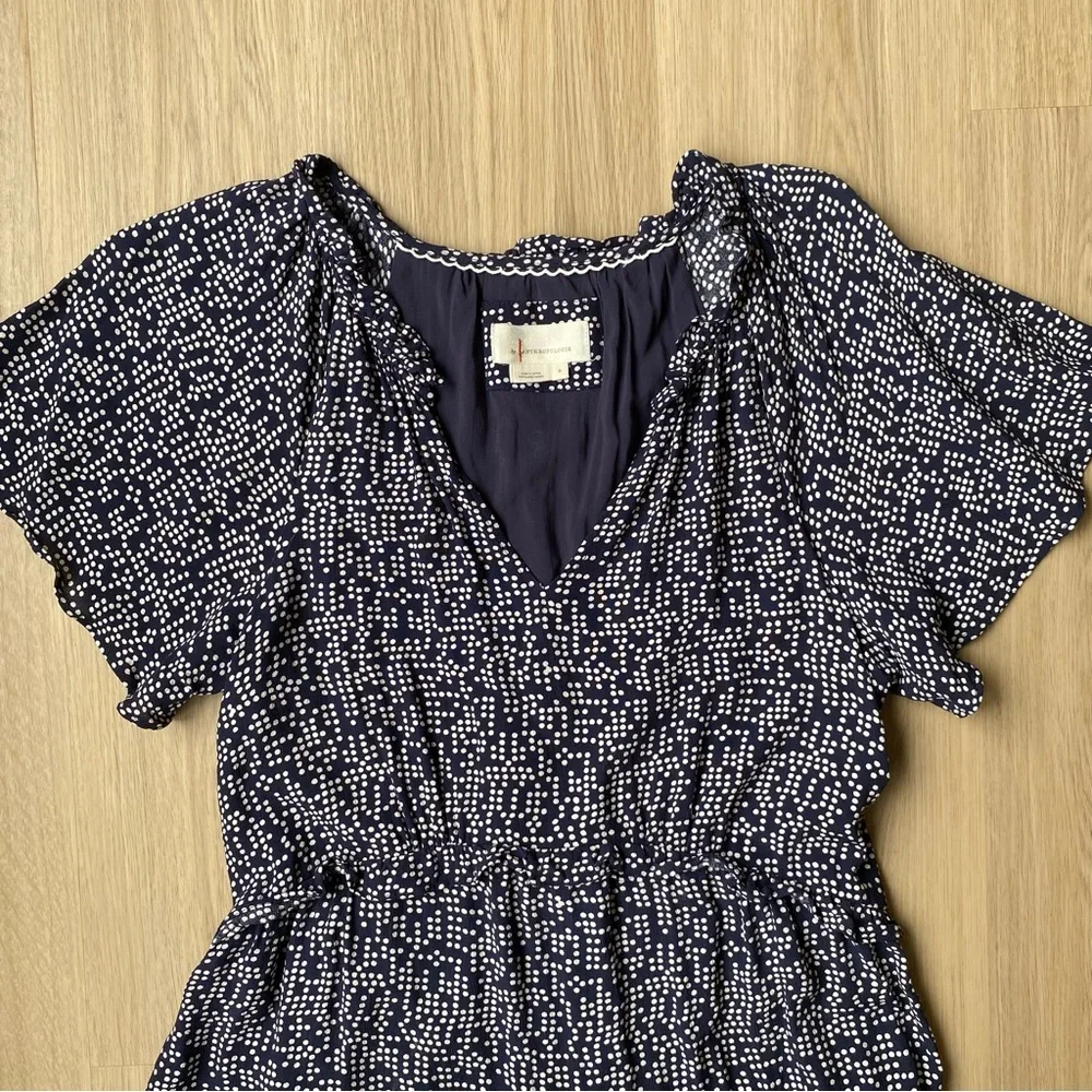 ⭐️Anthropologie Women’s Mini Babydoll Dress with white polka dots 🤍 Size Small - Picture 3 of 10